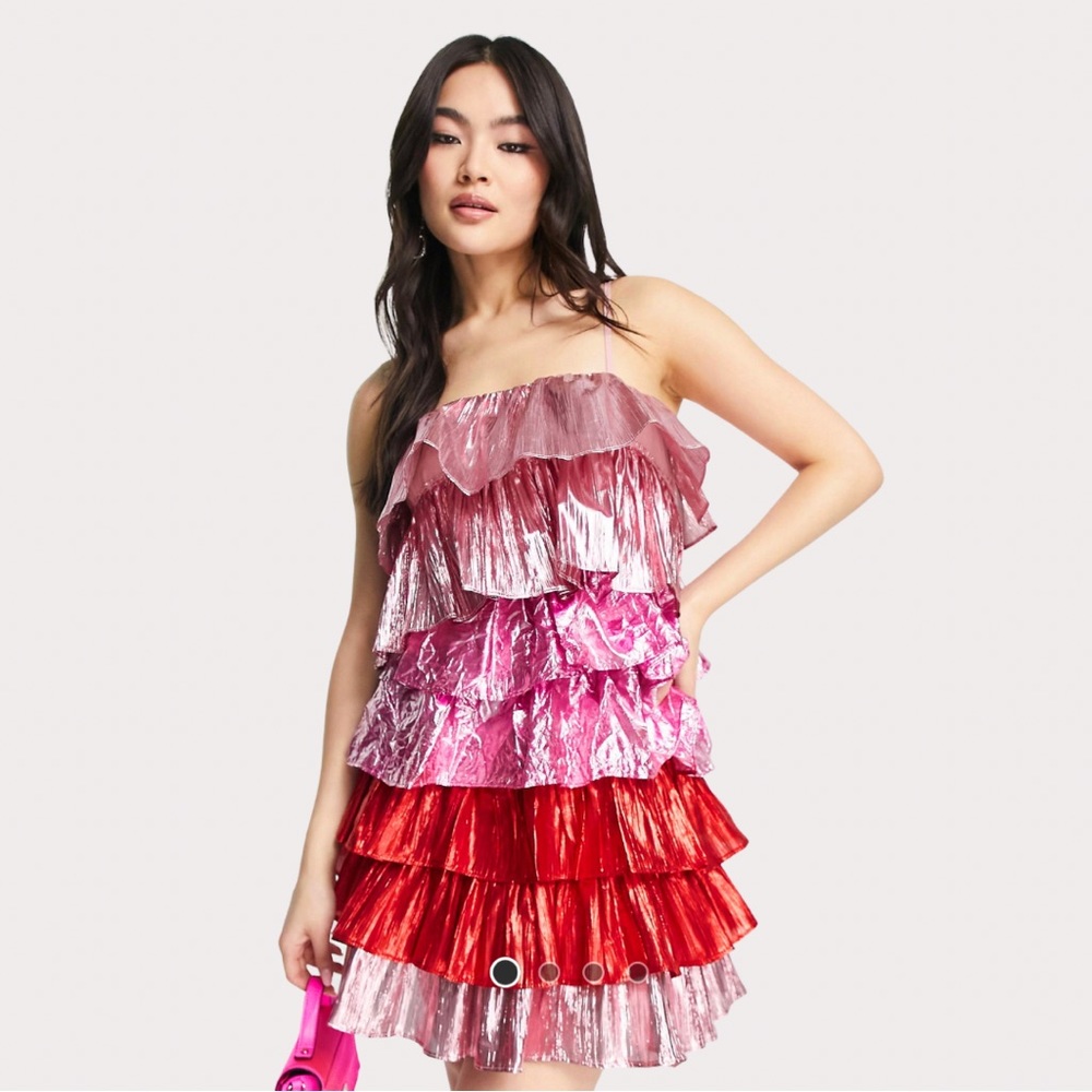 Asos Metallic Ruffle Party Dress